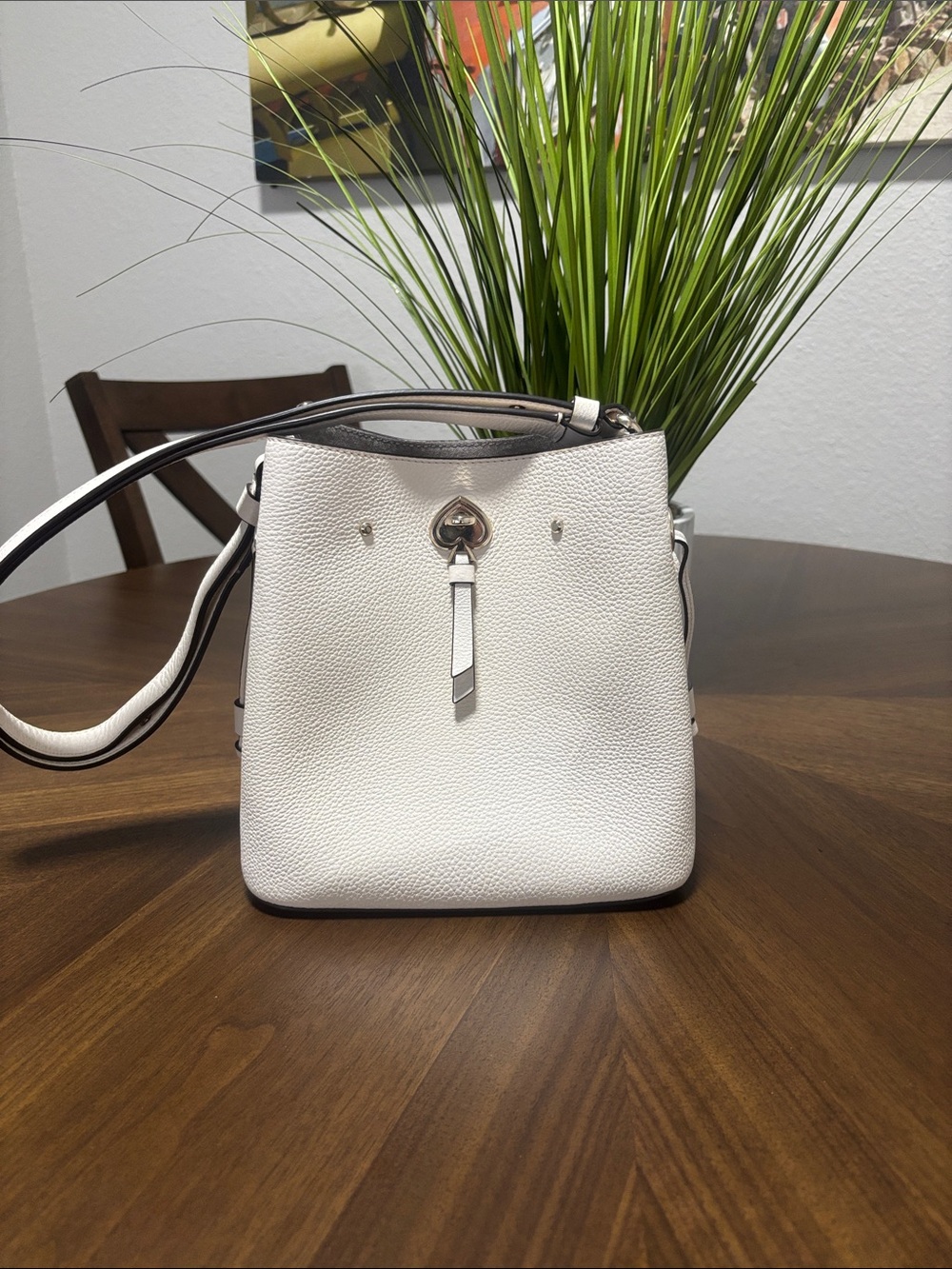 kate spade White Pebbled Leather Crossbody Bucket Bag - Picture 12 of 12